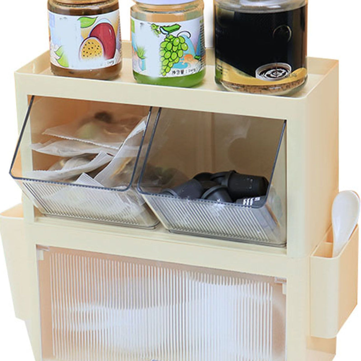 Tea Bag Storage Rack Wall Hanging Space Saving Tea Bag Box for Coffee Capsule Snacks Home Office Cream Yellow