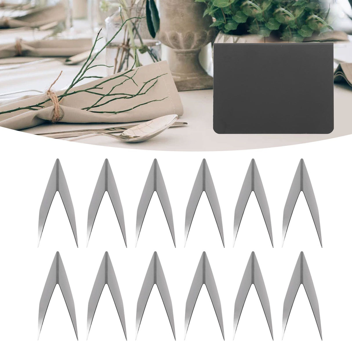 16pcs V Shaped Mini Chalkboard Sign Erasable Reusable for Food Table Numbers Message Boards Party Decorations Event Supplies with Pen