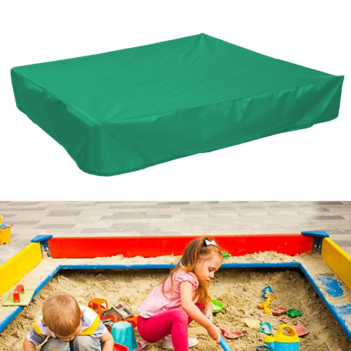 Green Sandbox Cover Square Sandbox Pool Protective Cover Sandbox Canopy with Drawstring 120X120cm