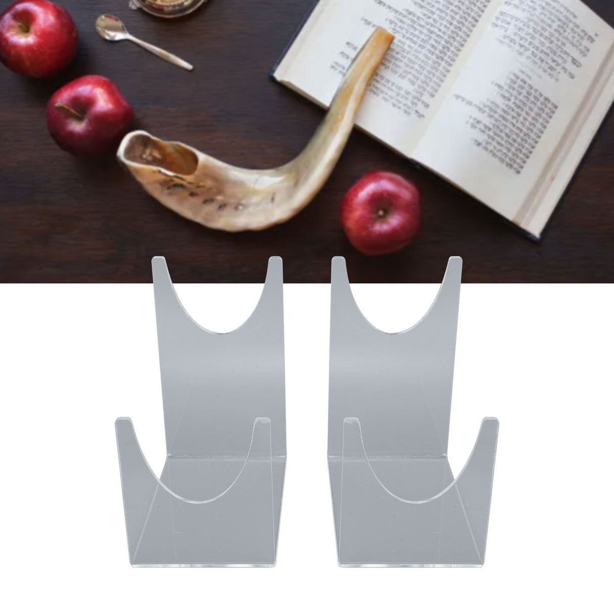 2pcs Acrylic Shofar Stand Clear Transparent Shofar Stand Sturdy Shofar Holder for Home Office Decor