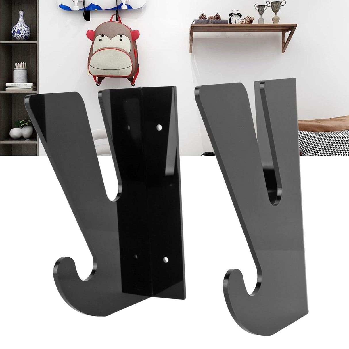 2 Pcs Acrylic Skateboard Rack Wall Mount Skateboard Storage Rack Load Bearing Skateboard Hanger with Hooks