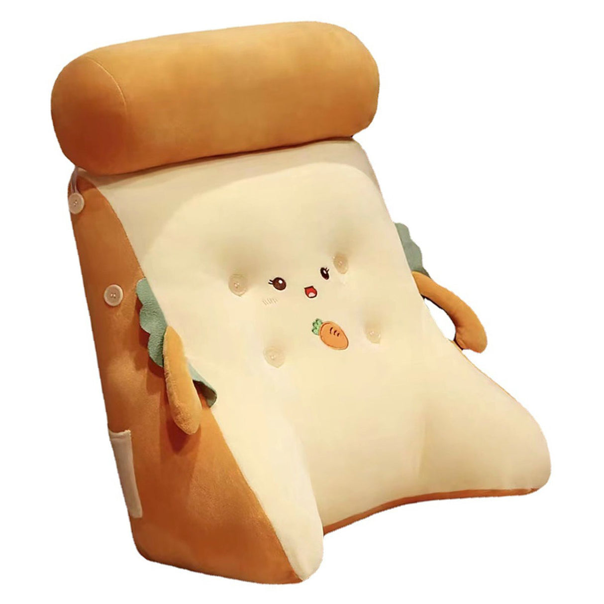 Backrest Pillow Washable Removable Cover Soft Cartoon Animal Back Support Cushion for Office Chair Bedside Carrot