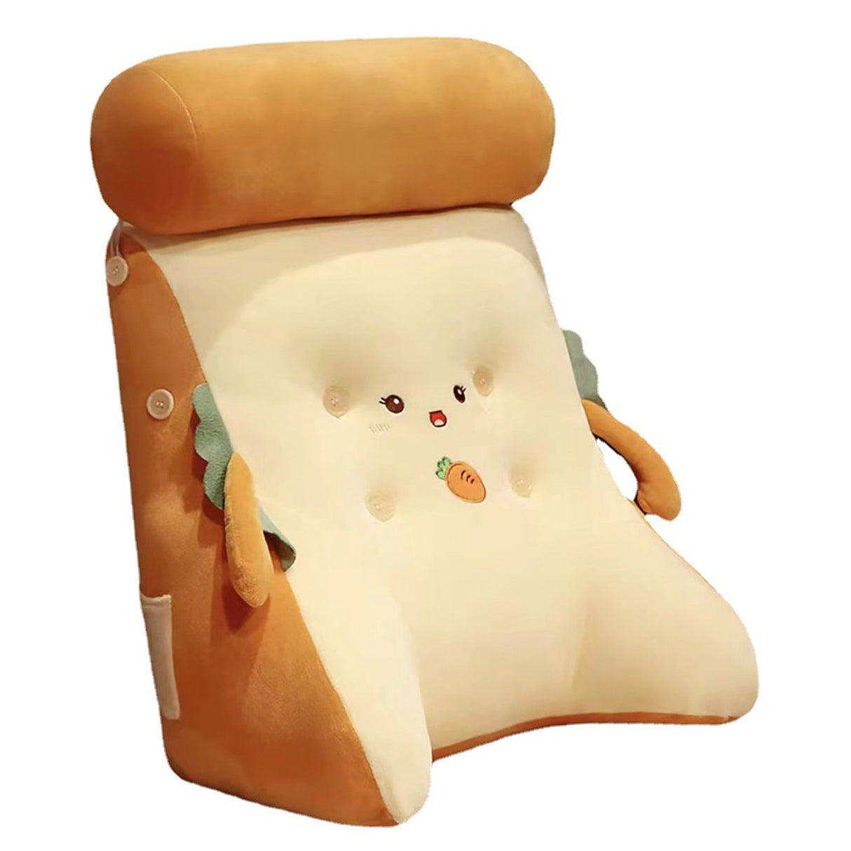 Backrest Pillow Washable Removable Cover Soft Cartoon Animal Back Support Cushion for Office Chair Bedside Carrot
