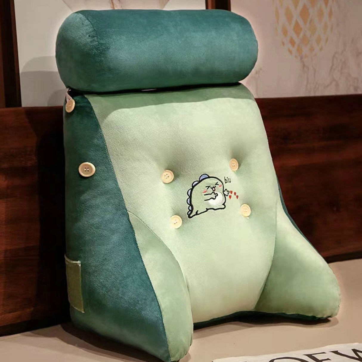 Backrest Pillow Washable Removable Cover Soft Cartoon Animal Back Support Cushion for Office Chair Bedside Dinosaur