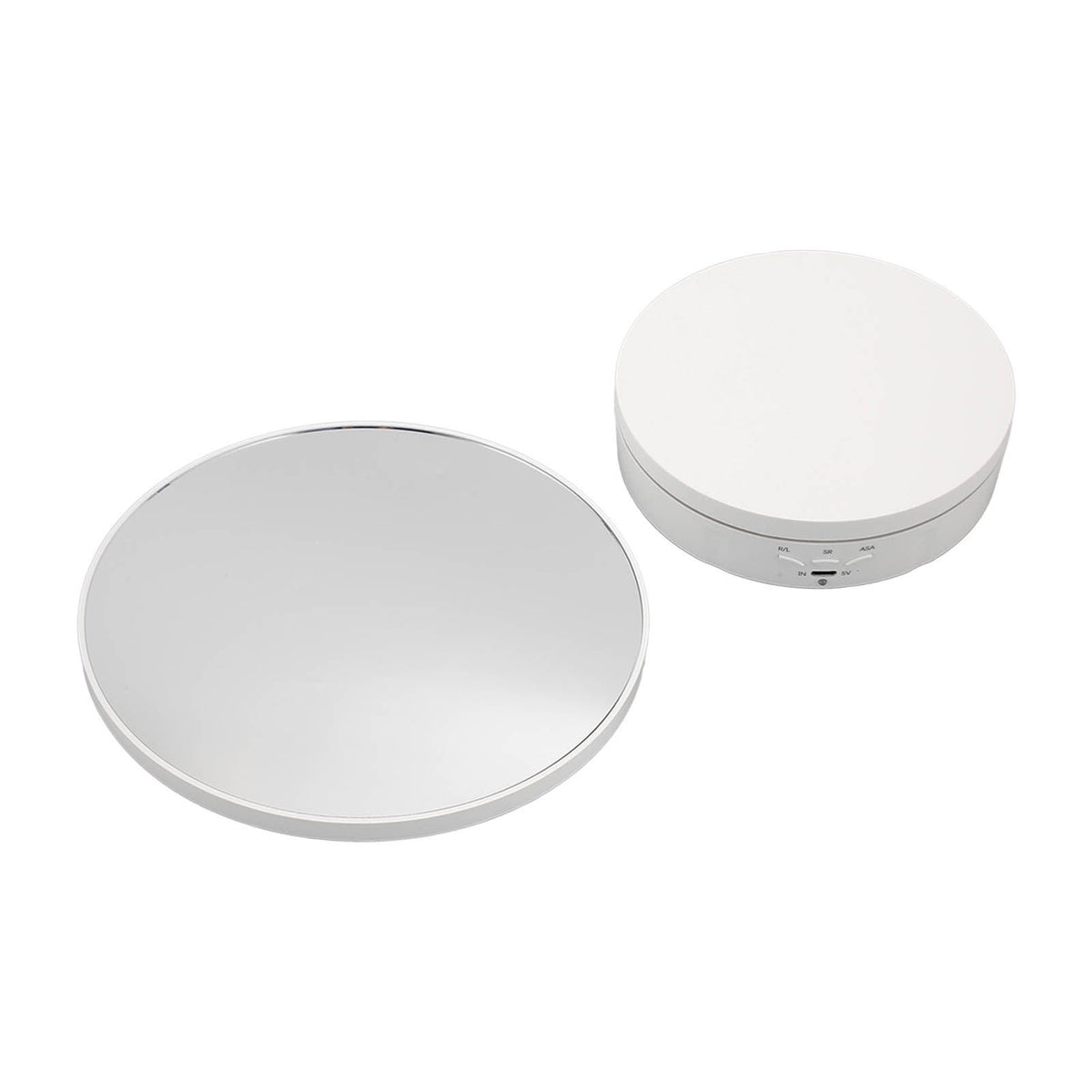 Rotating Display Stand Plastic Glass 360 Degree Electric Motorized Turntable with USB Cable for Photography Products Shows Jewelry Watch Cake White