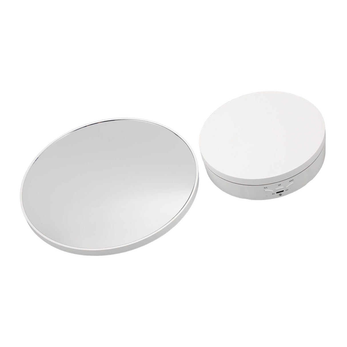Rotating Display Stand Plastic Glass 360 Degree Electric Motorized Turntable with USB Cable for Photography Products Shows Jewelry Watch Cake White