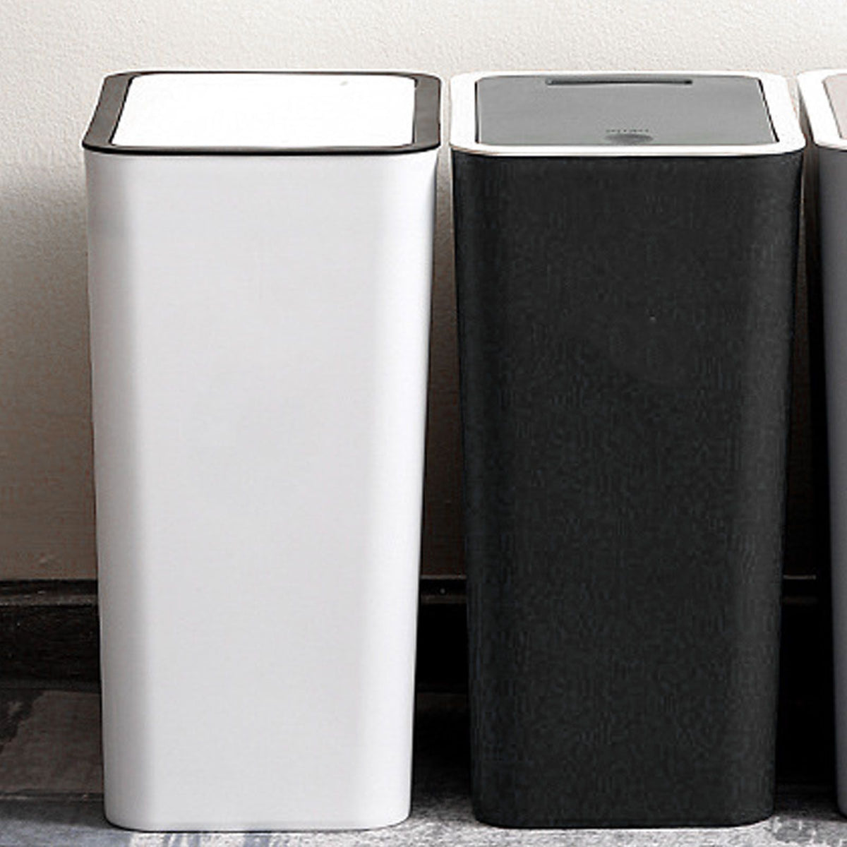 Household Garbage Cans Sealed Large Capacity Odorless With Press Top Plastic Trash Bin For Home Kitchen Living Room Bathroom White