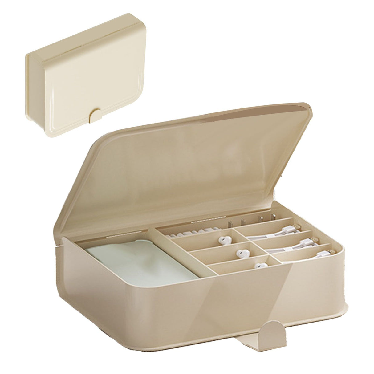 Desktop Storage Box Multi Compartments Plastic Simple Data Cable Organizer Box for Charger Earphones Phone Case Film