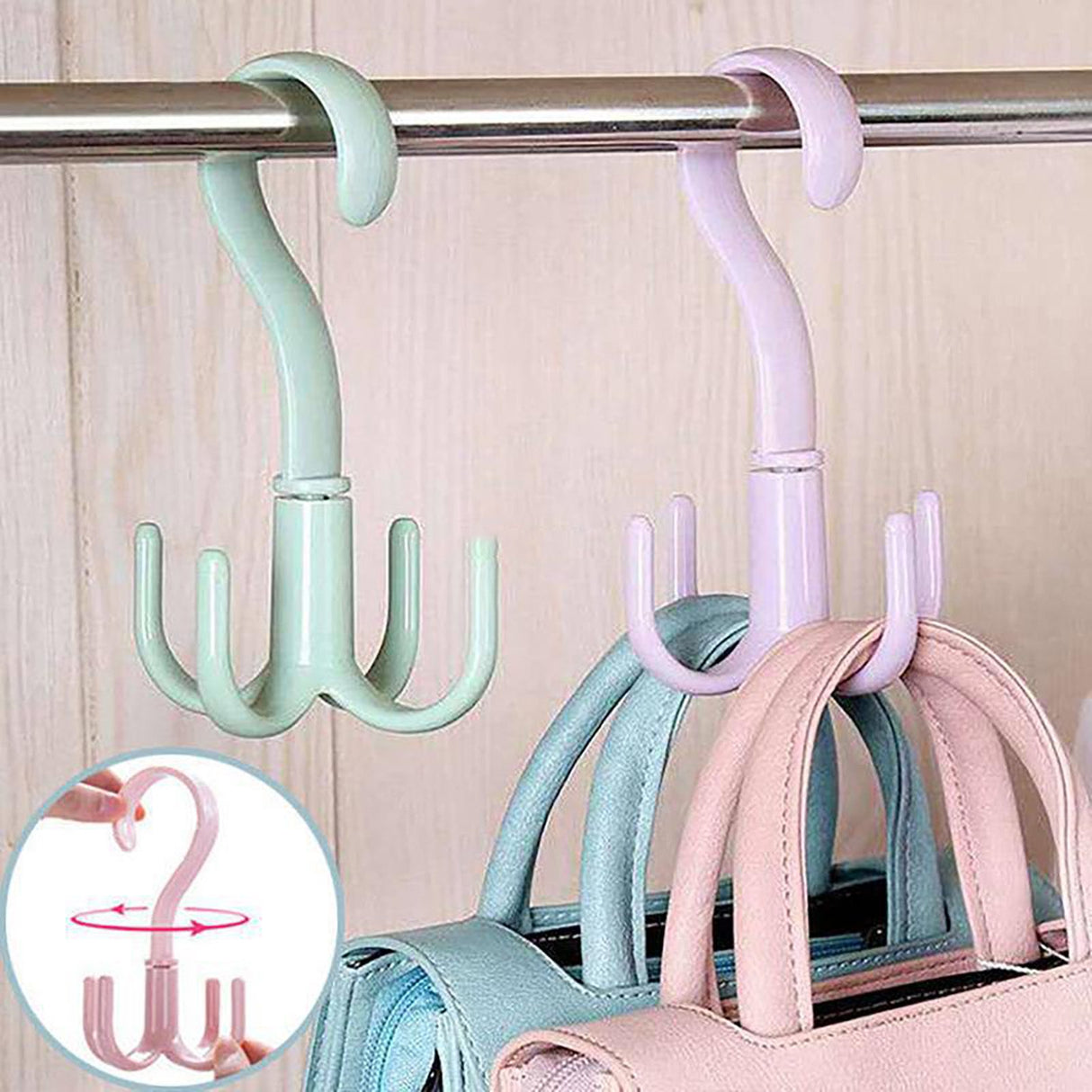 8 Pcs 4 Claws Closet Hangers 360 Degree Rotatable Closet Hanger Hook Thickened Strong Load Bearing Random Color