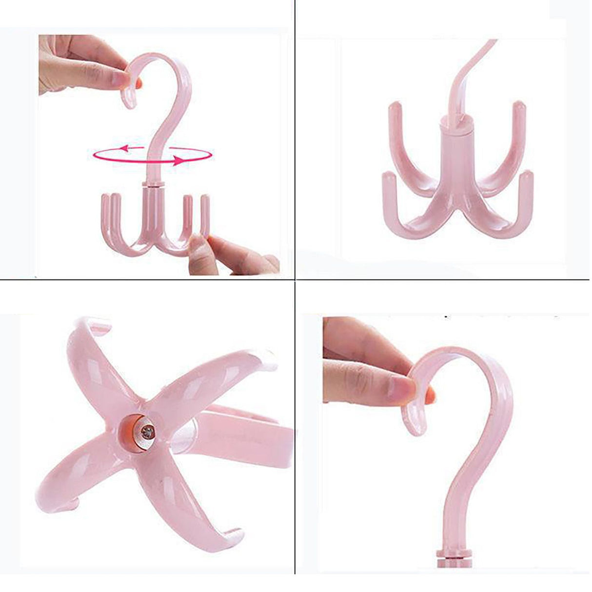 8 Pcs 4 Claws Closet Hangers 360 Degree Rotatable Closet Hanger Hook Thickened Strong Load Bearing Random Color