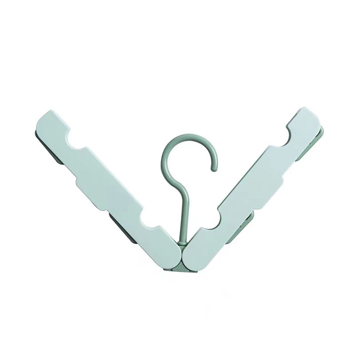 Clothes Hanger Rack Anti Slip Multifunctional Foldable Travel Hanger with Clips for Home Dorm Light Green
