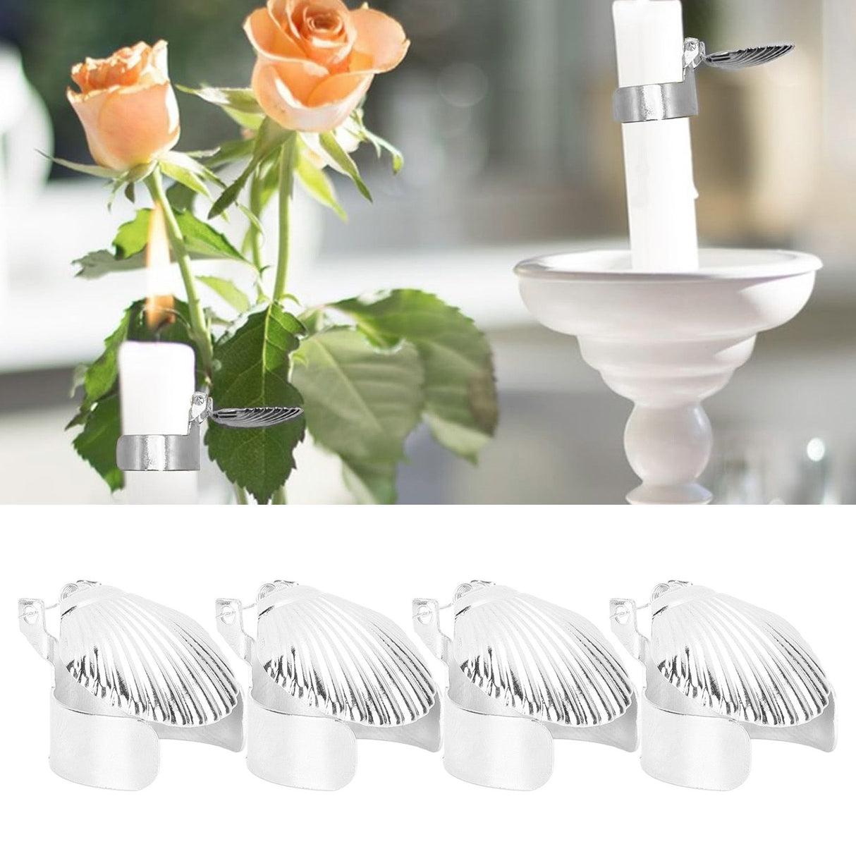 4Pcs Candle Snuffer Candle Extinguisher Metal Shell Pattern Automatic Candle Stopper for Candle Extinguishing Silver