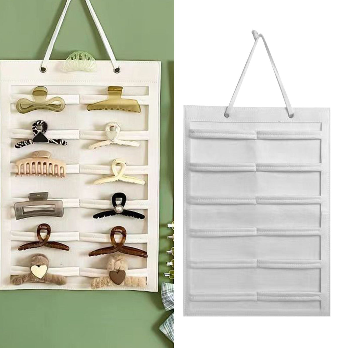Wall Hanging Storage Bag Kids Hairpin Claw Holder Felt Display Organizer for Jewelry Hair Accessories Horizontal