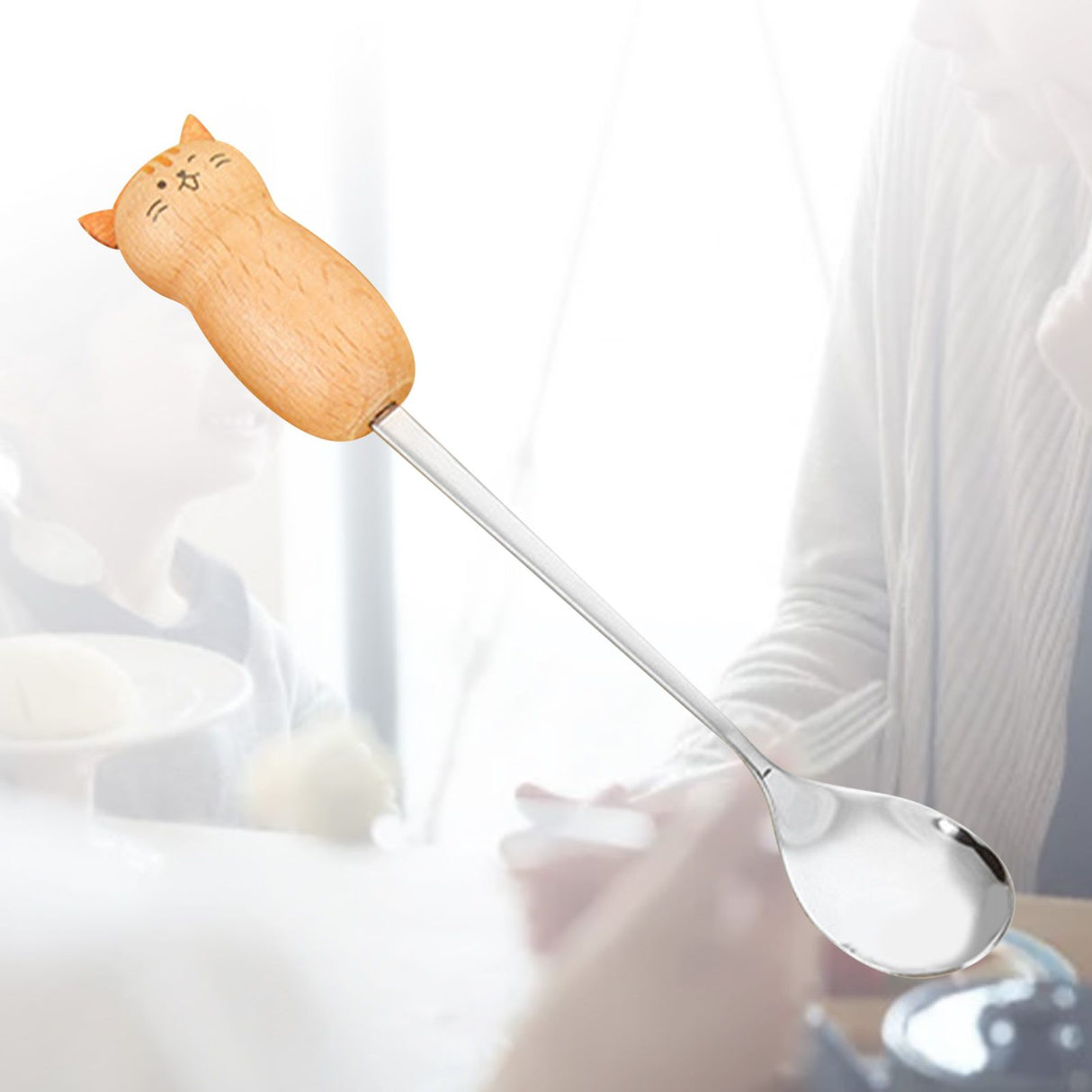 Stainless Steel Coffee Stirring Tool Creative Cartoon Cute Kids Ice Cream Dessert Stirrer Coffee Mixing Tool Dishwasher Safe Cat Spoon