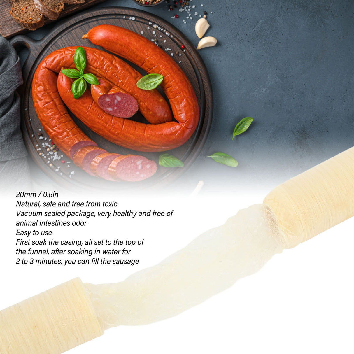 20mm Salted Collagen Casings Edible Collagen Sausage Casings Homemade Ham Sausage Casing Kitchen Accessories