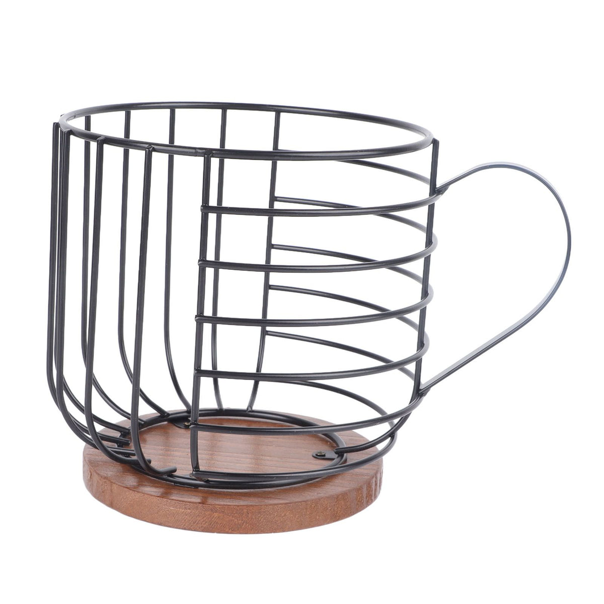 Coffee Capsule Storage Basket Cup Shape Black Iron and Pine Coffee Pod Holder for Coffee Bar Counter
