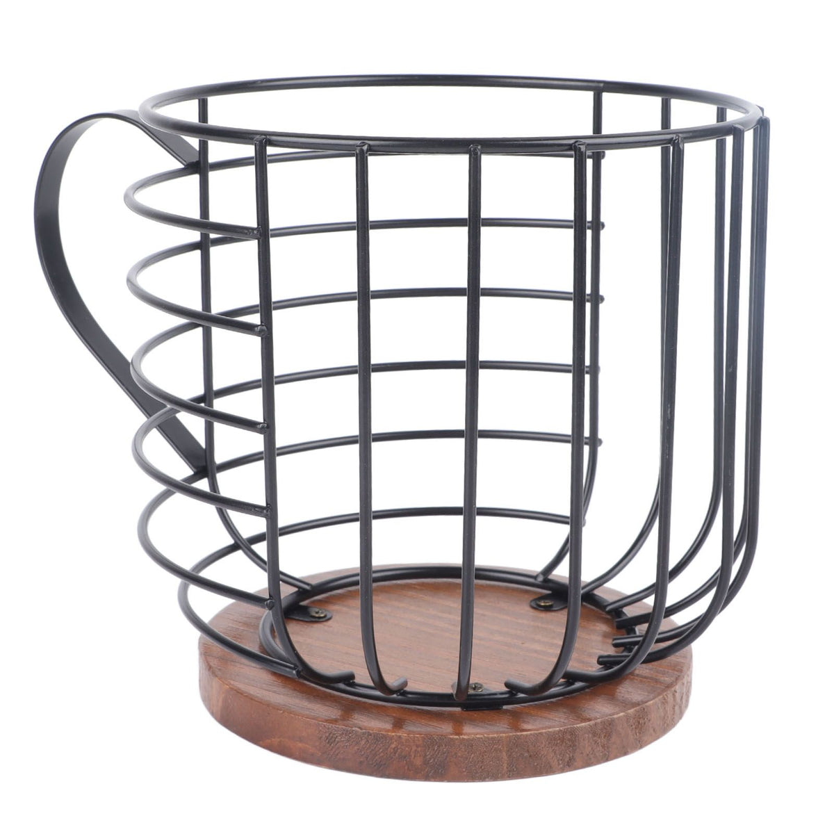 Coffee Capsule Storage Basket Cup Shape Black Iron and Pine Coffee Pod Holder for Coffee Bar Counter