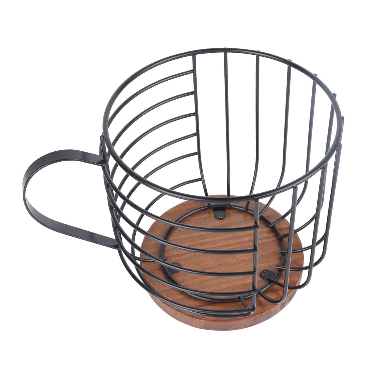 Coffee Capsule Storage Basket Cup Shape Black Iron and Pine Coffee Pod Holder for Coffee Bar Counter