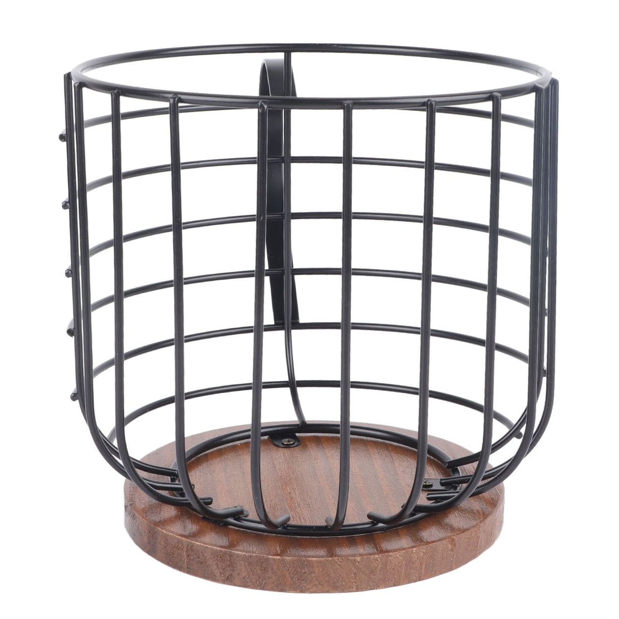 Coffee Capsule Storage Basket Cup Shape Black Iron and Pine Coffee Pod Holder for Coffee Bar Counter