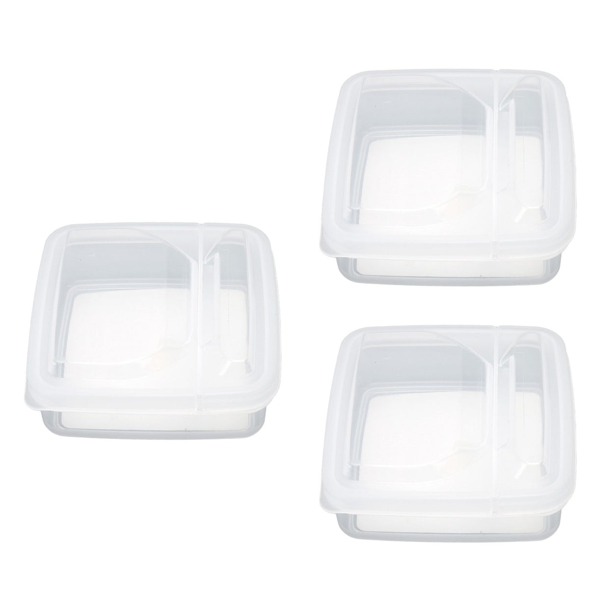 3Pcs Flip Lid Cheese Container Transparent Clear PP Food Storage Box Case for Fridge