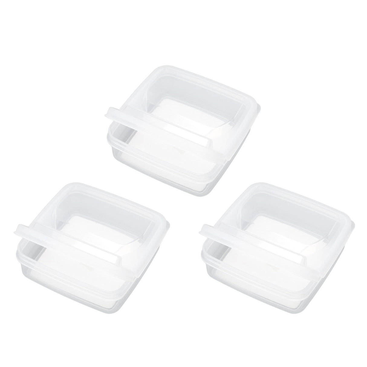 3Pcs Flip Lid Cheese Container Transparent Clear PP Food Storage Box Case for Fridge