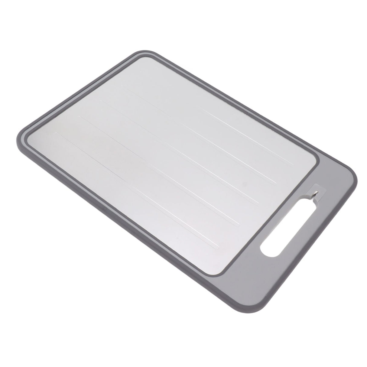 Double Sided Cutting Board Rapid Thawing and Grinding Plate with Knife Sharpener for Kitchen Grey