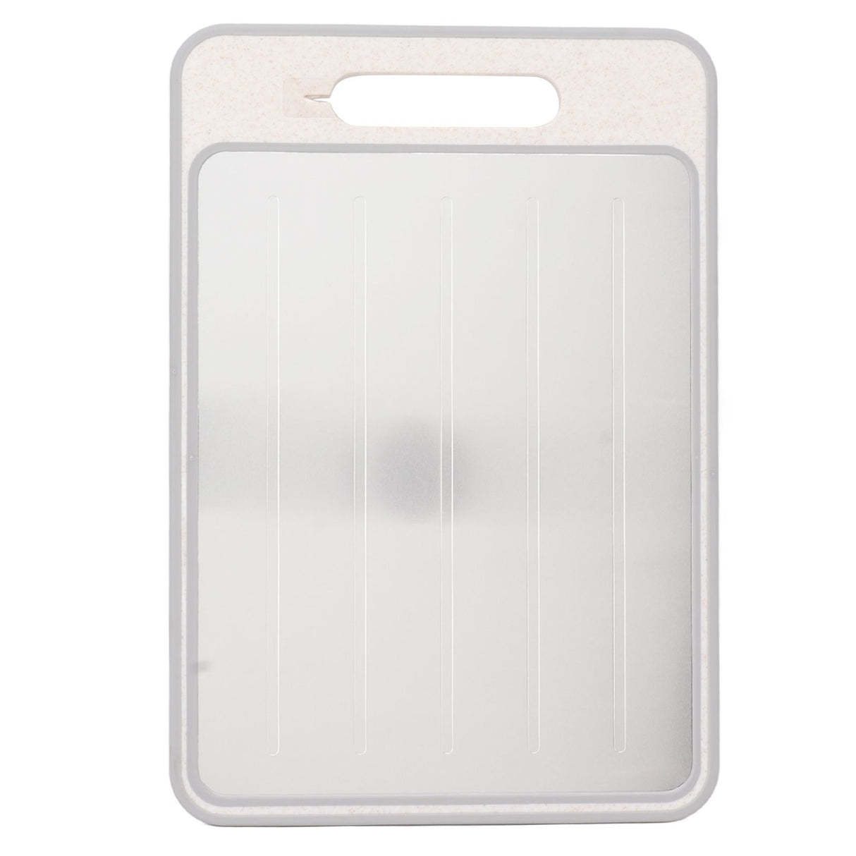 Double Sided Cutting Board Rapid Thawing and Grinding Plate with Knife Sharpener for Kitchen Khaki