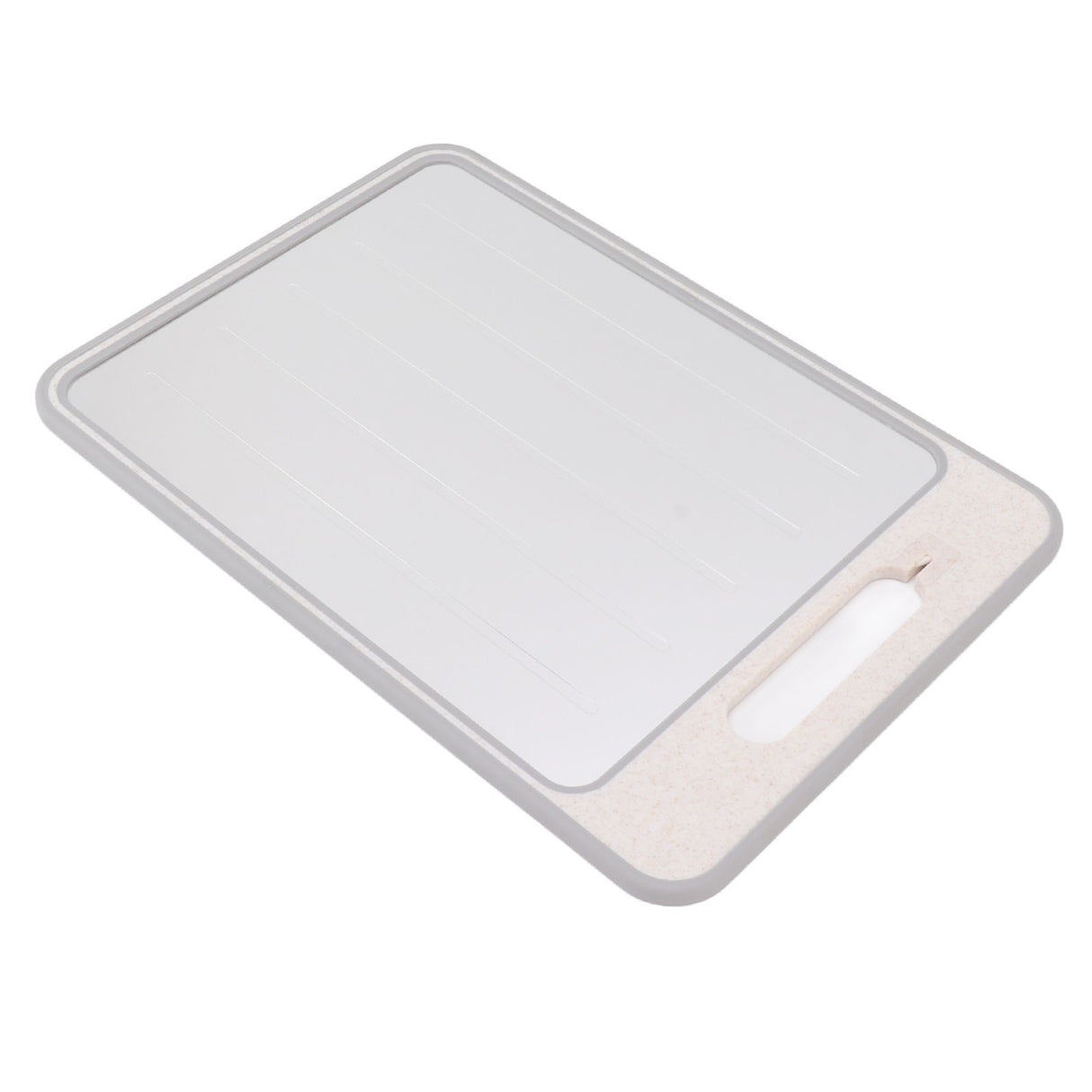 Double Sided Cutting Board Rapid Thawing and Grinding Plate with Knife Sharpener for Kitchen Khaki