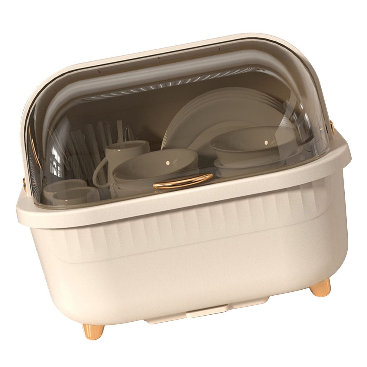 Dish Drying Box Multifunctional Space Saving Dish Drainer with Lid Cover for Kitchen Accessories Apricot L