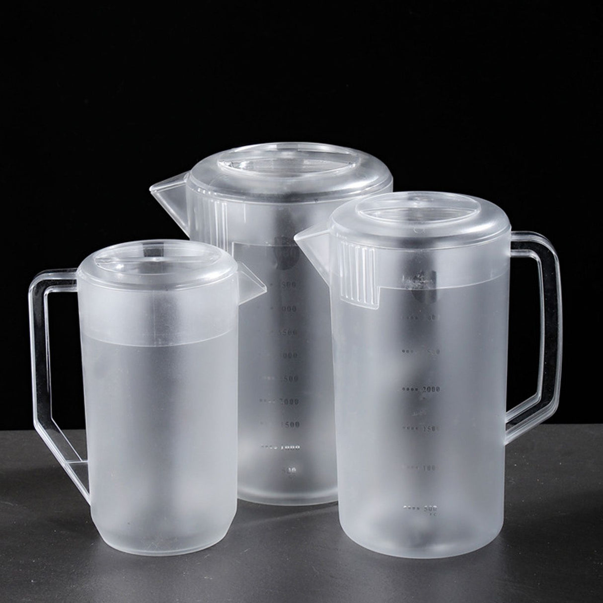 Water Pitcher PC Plastic High Temperature Resistance Frosted Kettle Mix Drinks Water Jug with Scale and Lid for Lemonade Beverage Ice Tea Transparent 3500ml