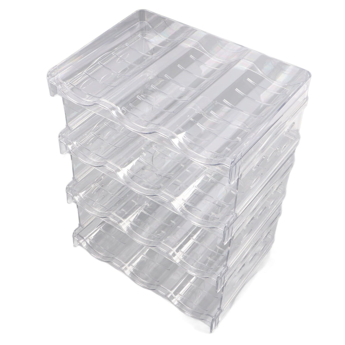 Transparent Water Bottle Organizer 4 Pack Stackable Plastic Water Bottle Cup Holder Detachable Kitchen Pantry Organization Storage Shelf for Cabinet