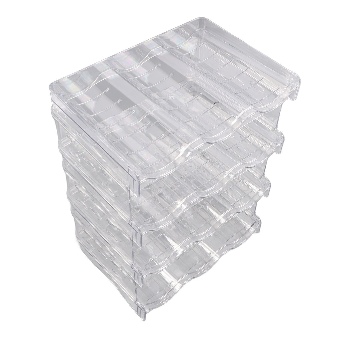 Transparent Water Bottle Organizer 4 Pack Stackable Plastic Water Bottle Cup Holder Detachable Kitchen Pantry Organization Storage Shelf for Cabinet