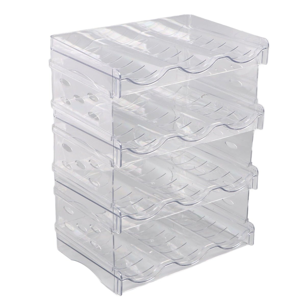Transparent Water Bottle Organizer 4 Pack Stackable Plastic Water Bottle Cup Holder Detachable Kitchen Pantry Organization Storage Shelf for Cabinet