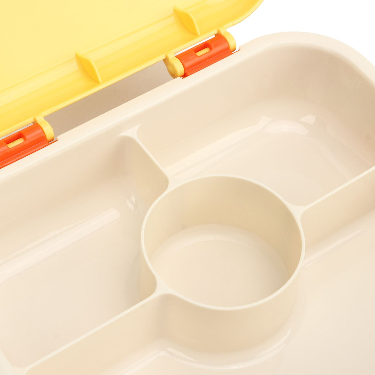 Bento Lunch Box ABS Separate Compartments with Buckle Handle Leakage Proof Air Hole Heat Resistant Bento Box with Spoon Fork Yellow
