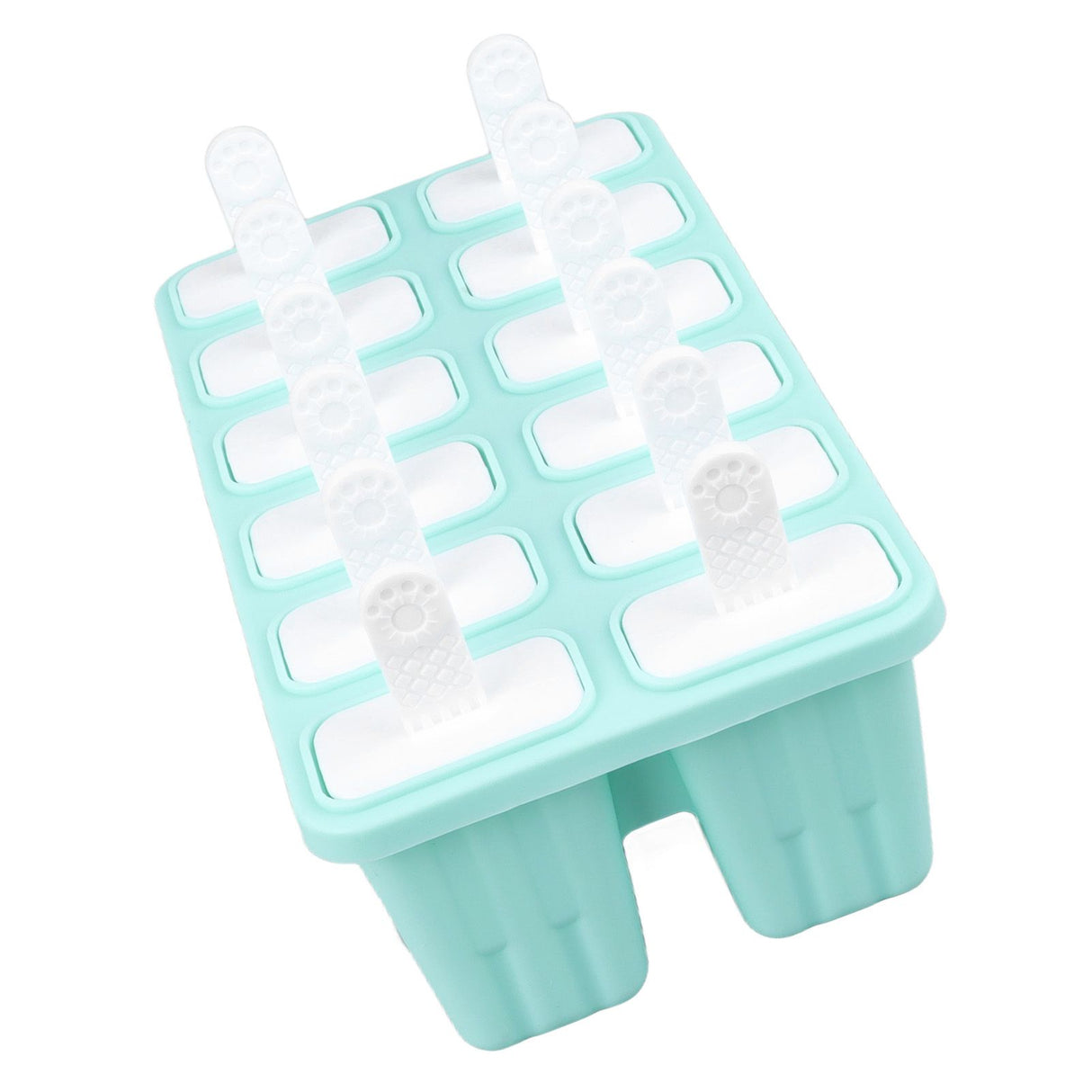12 Cavity Ice Cream Mould with Stick Easy Release Green Reusable Silicone Ice Pop Moulds for Ice Cream