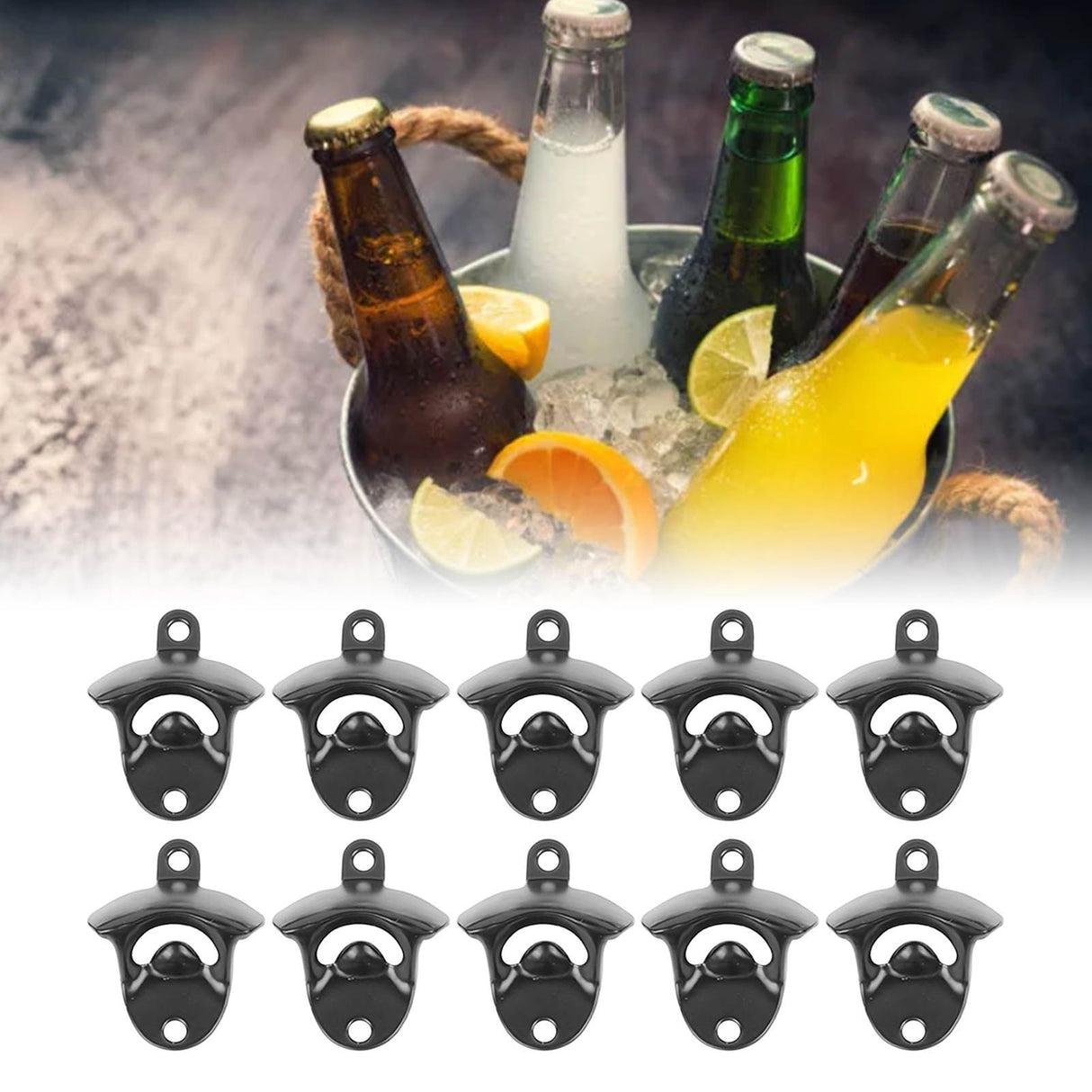 10Pcs Black Beer Bottle Opener Bar Beer Soda Bottle Cap Opener for Restaurant Camping Home Party