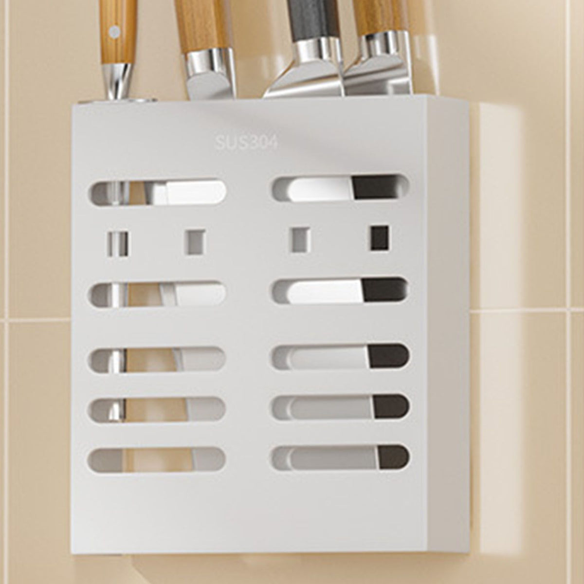 Utensil Holder Stainless Steel Wall Mount Chopstick Draining Storage Shelf for Home Kitchen Glossy
