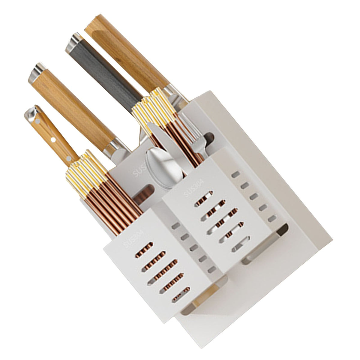 Utensil Holder Stainless Steel Wall Mount Chopstick Draining Storage Shelf for Home Kitchen Glossy