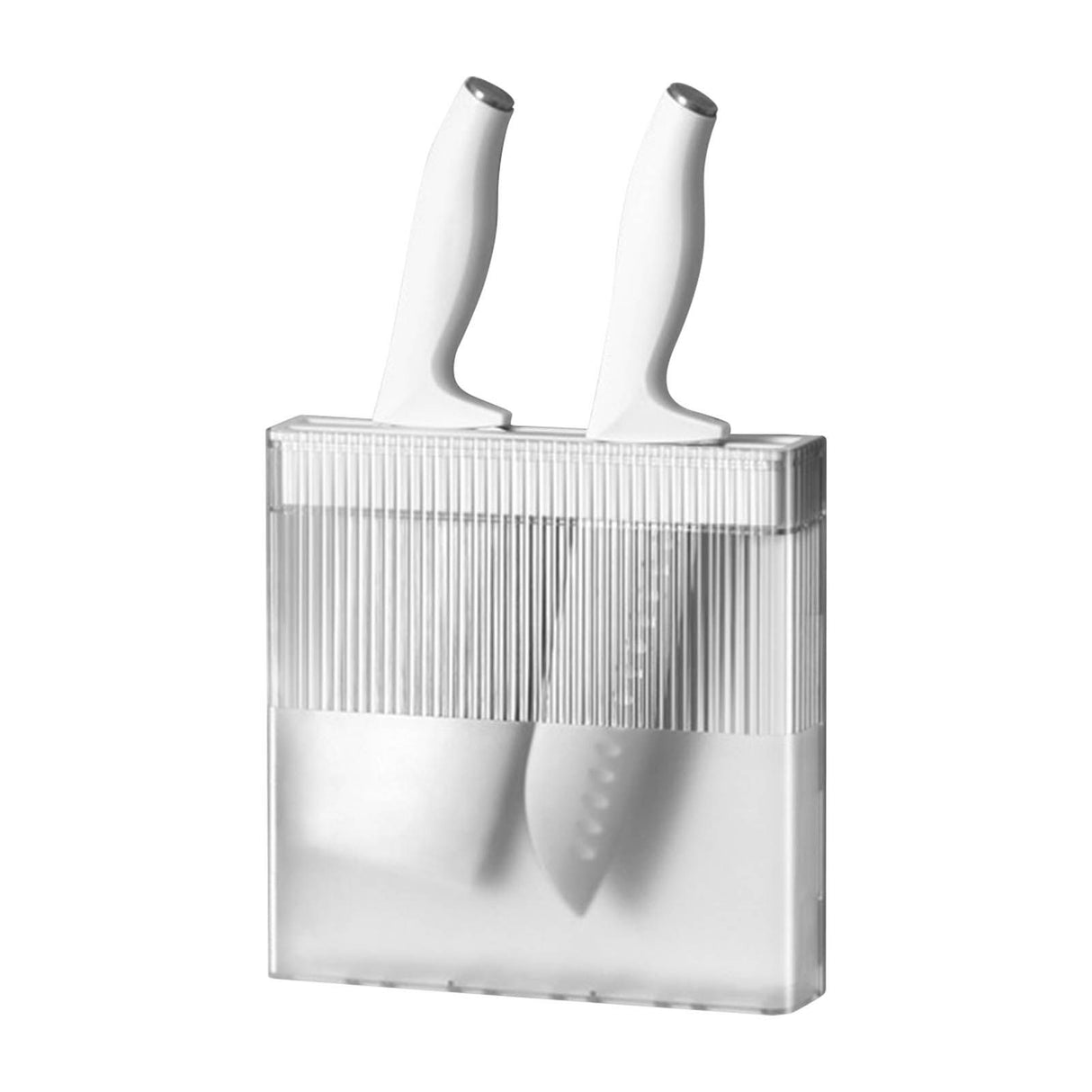 Knife Holder for Wall Knife Organizer Drill Free Wall Mounted Knife Block Holder Detachable Storage Stand White