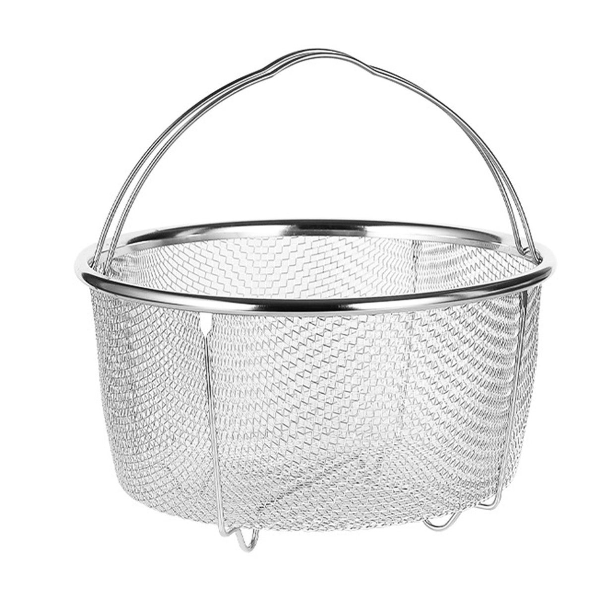 Mesh Steaming Basket Stainless Steel Comfortable Handles Heat Resistant Steaming Basket for Cooking Kitchen 18x18cm