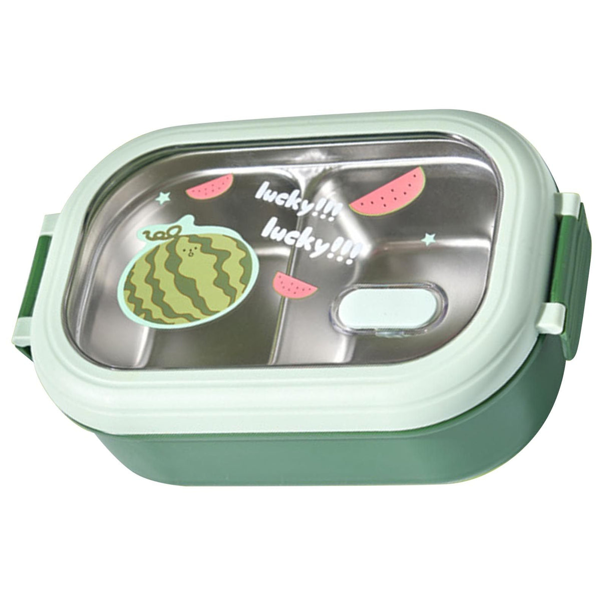 Bento Lunch Box Portable Safe Leakproof Divided Stainless Steel Thermal Lunch Box for Students School Office Green