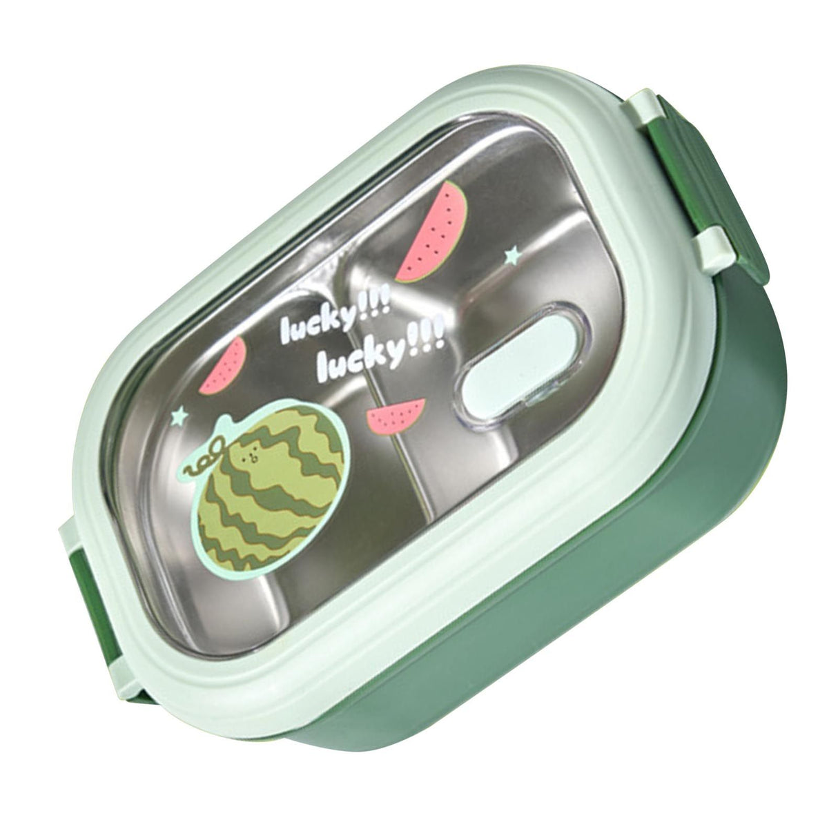 Bento Lunch Box Portable Safe Leakproof Divided Stainless Steel Thermal Lunch Box for Students School Office Green