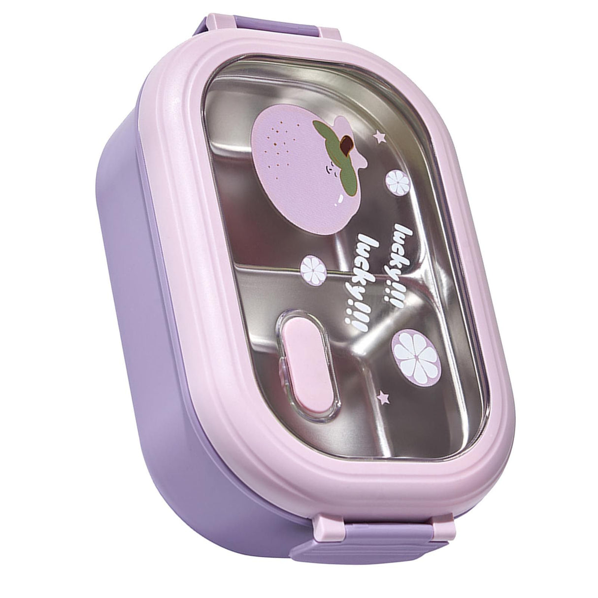 Bento Lunch Box Portable Safe Leakproof Divided Stainless Steel Thermal Lunch Box for Students School Office Purple