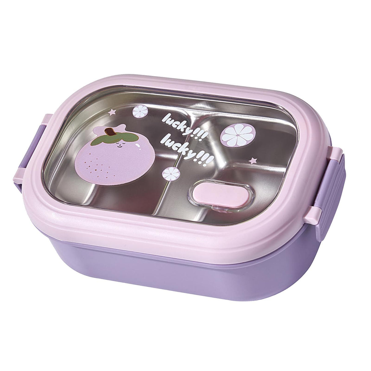 Bento Lunch Box Portable Safe Leakproof Divided Stainless Steel Thermal Lunch Box for Students School Office Purple