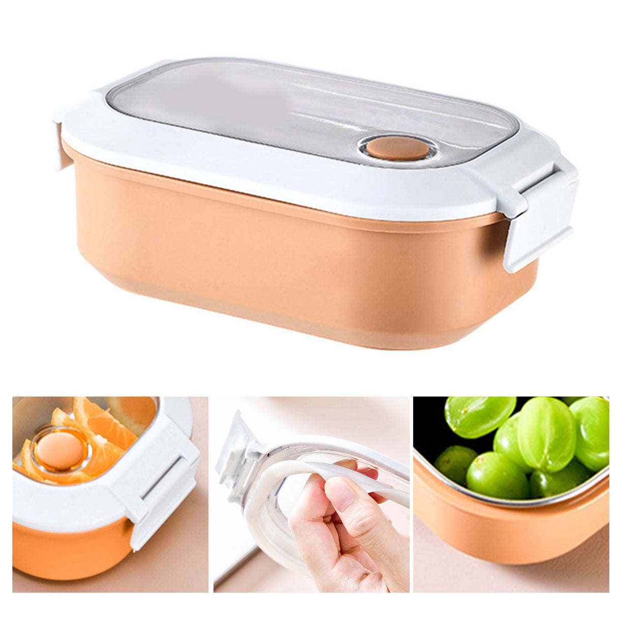 Lunch Box Stainless Steel Insulation Leakproof Cute Design Portable Bento Box for School Office Orange