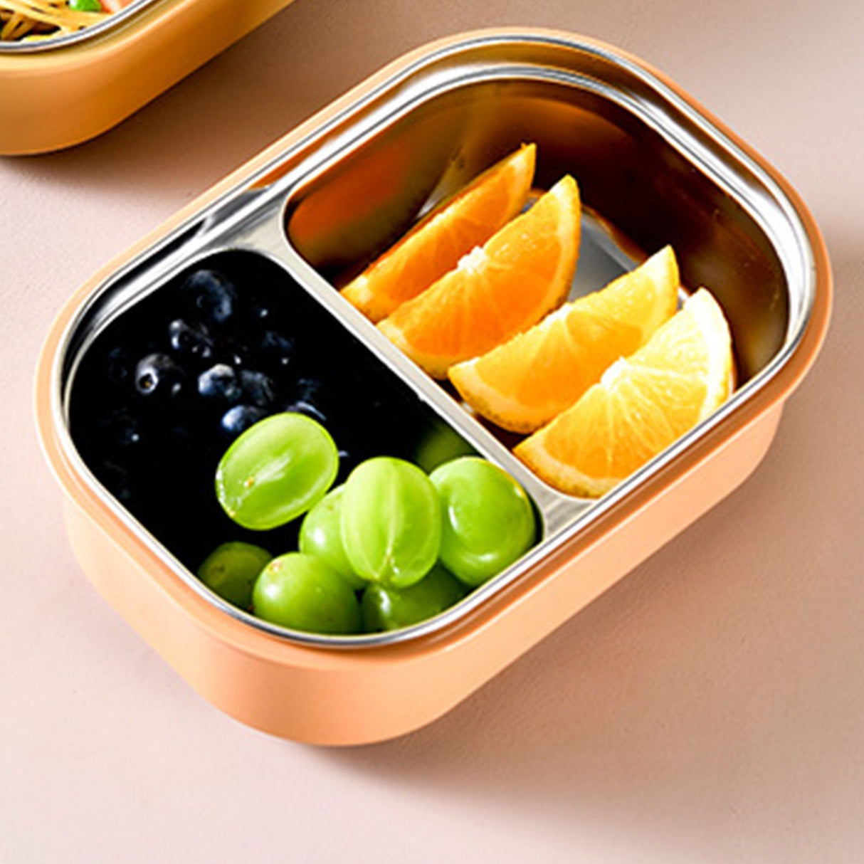 Lunch Box Stainless Steel Insulation Leakproof Cute Design Portable Bento Box for School Office Orange