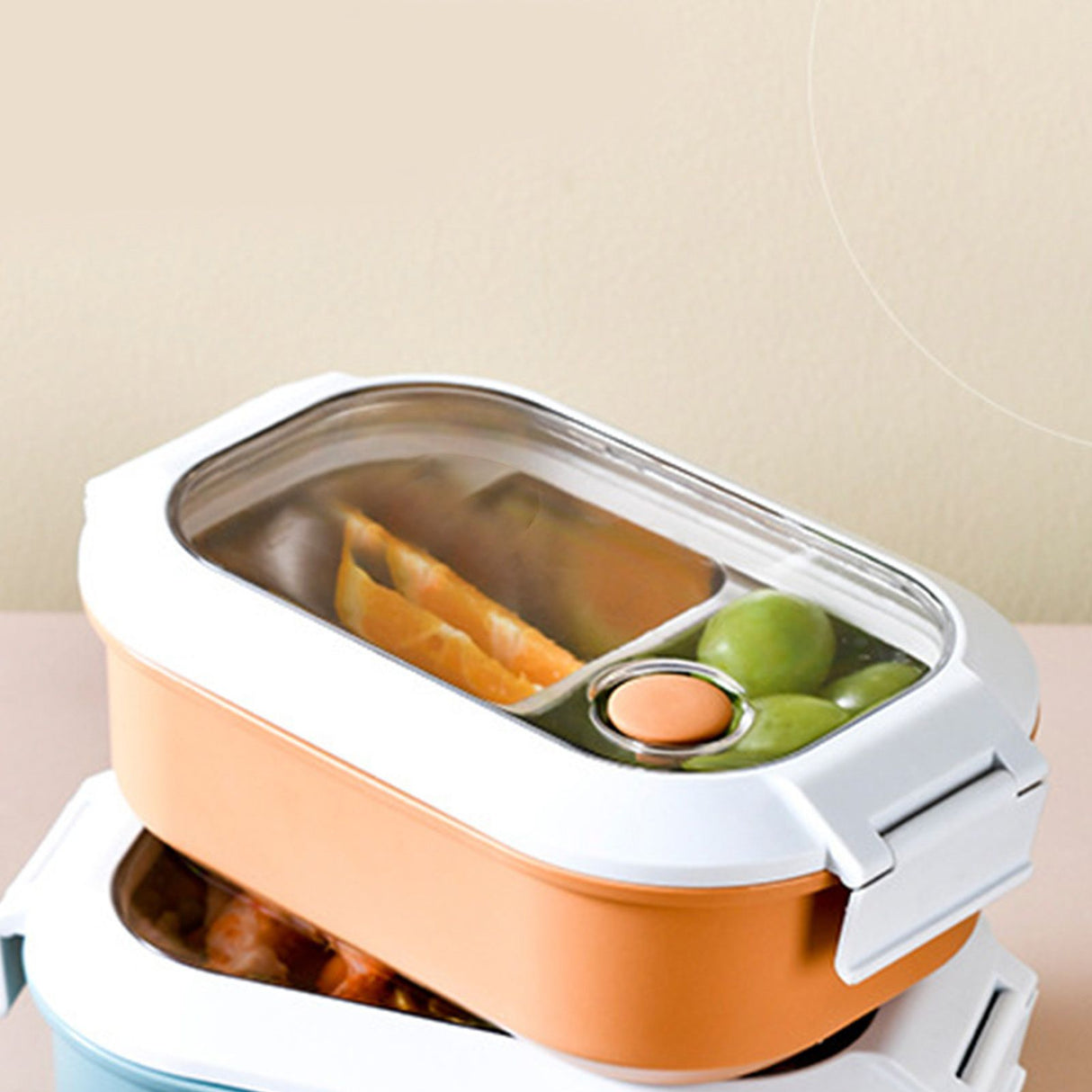 Lunch Box Stainless Steel Insulation Leakproof Cute Design Portable Bento Box for School Office Orange