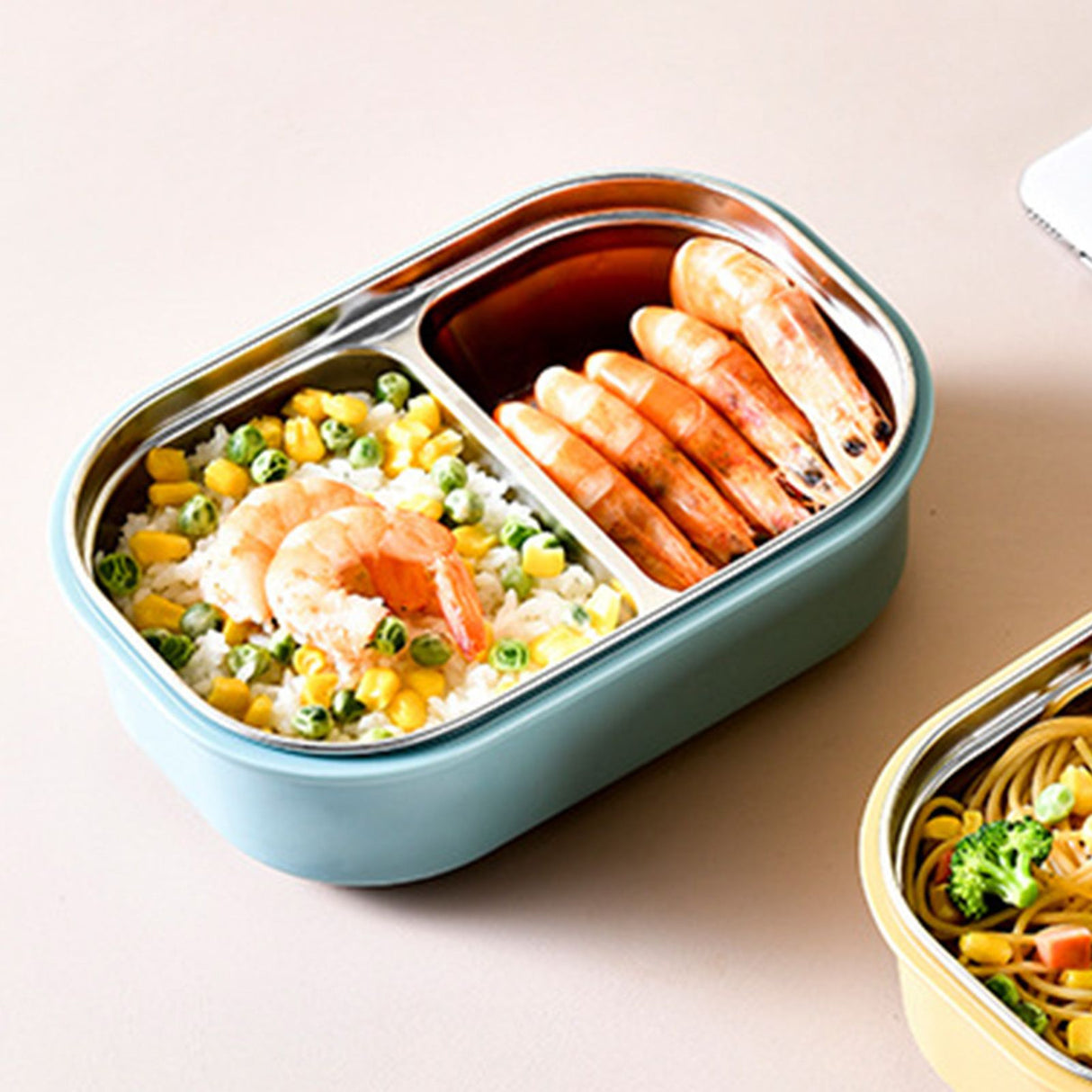 Lunch Box Stainless Steel Insulation Leakproof Cute Design Portable Bento Box for School Office Blue