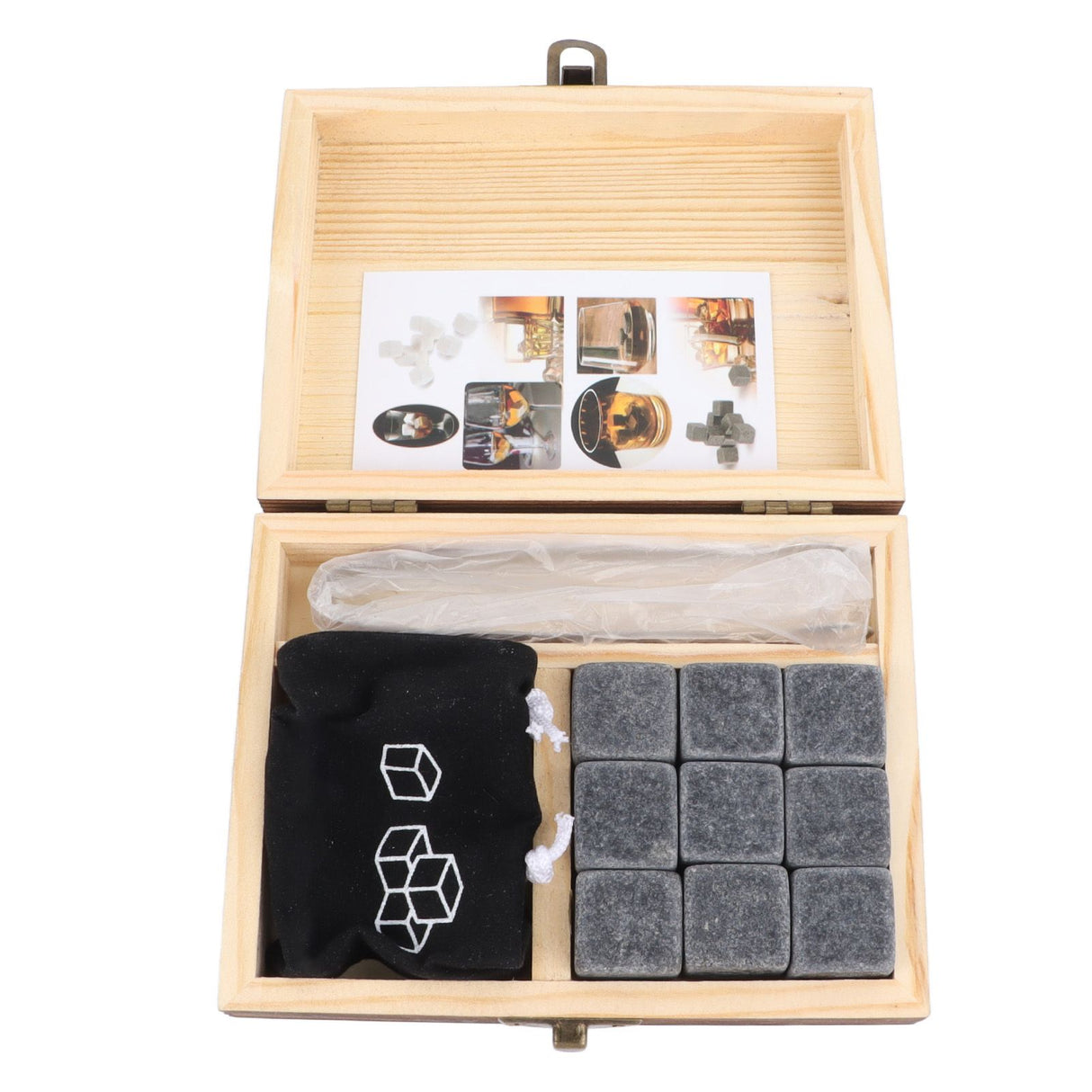 Whiskey Stone Black Multifunctional Portable Chilling Cooler Rocks with Tweezers Storage Box For Drinking Gift