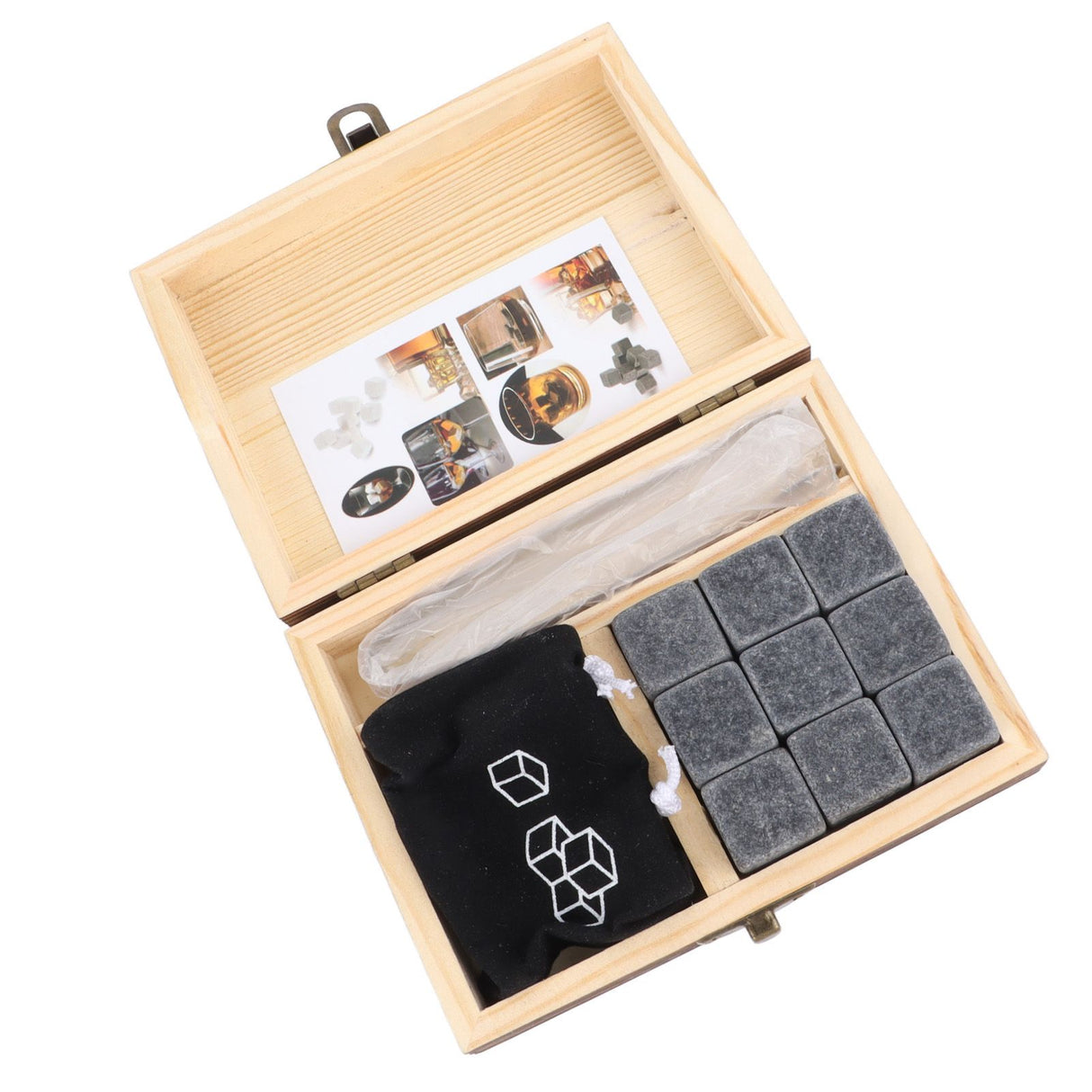 Whiskey Stone Black Multifunctional Portable Chilling Cooler Rocks with Tweezers Storage Box For Drinking Gift